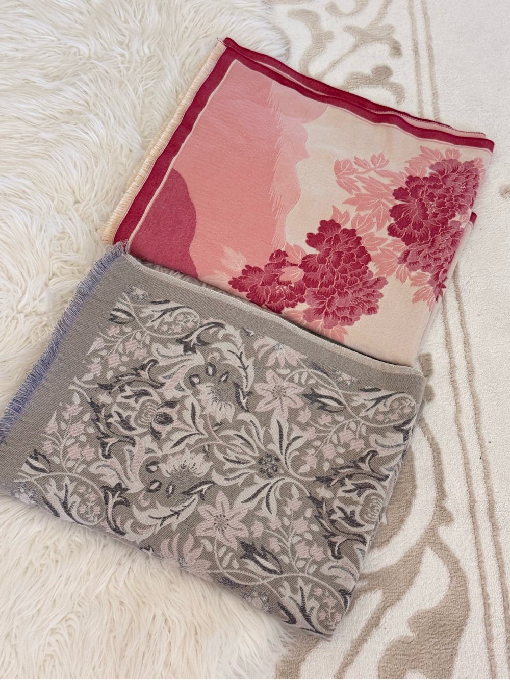 Two oversized winter scarves